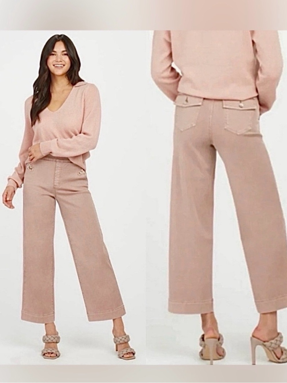 High-Rise Wide Leg Spanx twill petite pants size XS
